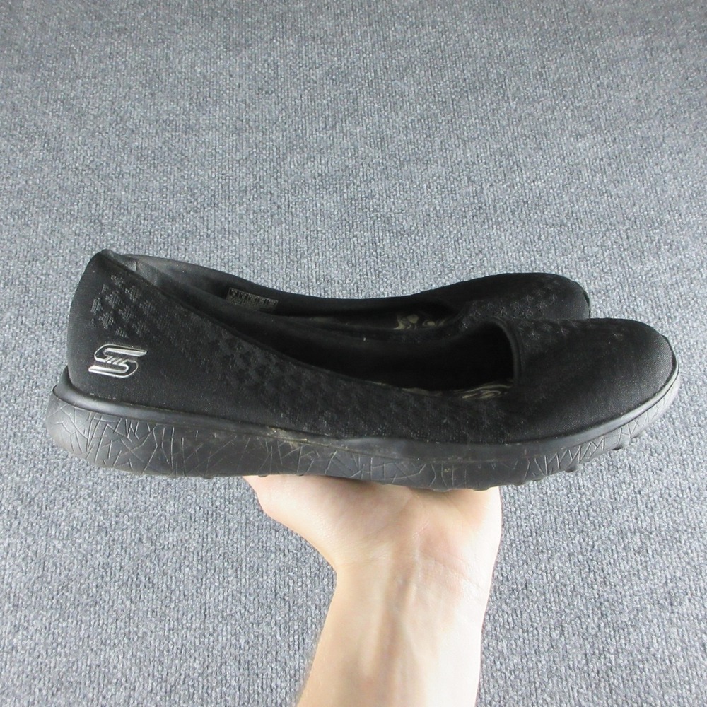 Skechers 23312 Ballet Flats Womens Size 9 Black Memory Foam Slip On Comfort